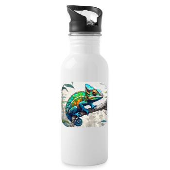 Caméléon camouflage cool - Gourde avec paille intégrée - blanc - Droite