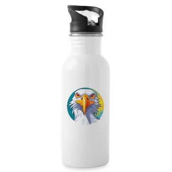 Möwe buntes Aquarell Cartoon Kawaii Tier - Trinkflasche mit integriertem Trinkhalm - Weiß - Rechts