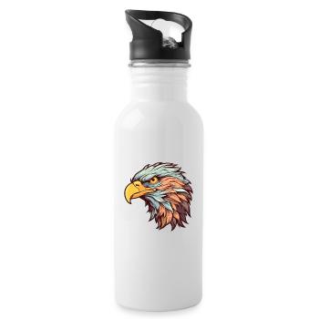 Adler Buntes Aquarell Cartoon Kawaii Tier - Trinkflasche mit integriertem Trinkhalm - Weiß - Rechts