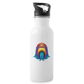 Walrus Colorful Watercolor Cartoon Kawaii Animal - Water bottle with straw - white - Right