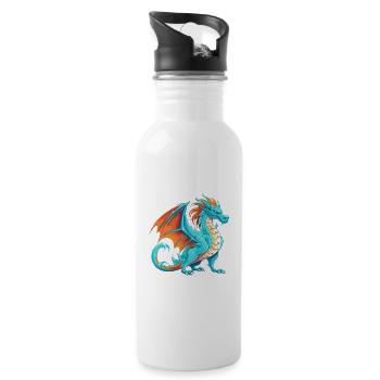 Drache Buntes Aquarell Cartoon Kawaii Tier - Trinkflasche mit integriertem Trinkhalm - Weiß - Rechts