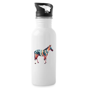 Okapi Colorful Watercolor Cartoon Kawaii Animal - Water bottle with straw - white - Right