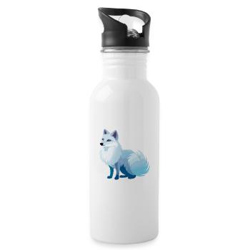 Arktisfuchs Bunte Aquarell-Karikatur Kawaii Anim - Trinkflasche mit integriertem Trinkhalm - Weiß - Rechts
