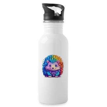 Igel Buntes Aquarell Cartoon Kawaii Tier - Trinkflasche mit integriertem Trinkhalm - Weiß - Rechts
