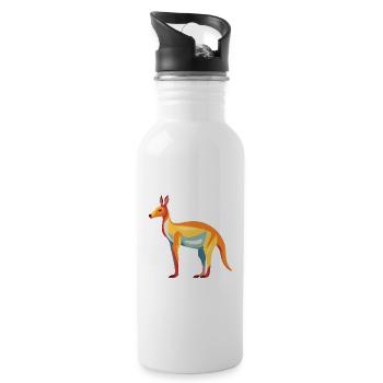 Kangaroo Colorful Watercolor Cartoon Kawaii Animal - Water bottle with straw - white - Right