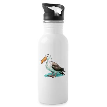 Albatros Bunte Aquarell-Karikatur Kawaii Anima - Trinkflasche mit integriertem Trinkhalm - Weiß - Rechts