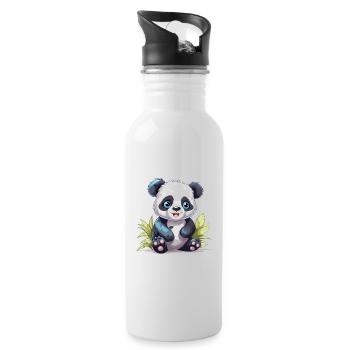 Mignon Panda Aquarelle Colorée Dessin Animé Kawaii Anim - Gourde avec paille intégrée - blanc - Droite