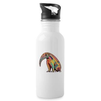 Ameisenbär Bunte Aquarell-Karikatur Kawaii-Tier - Trinkflasche mit integriertem Trinkhalm - Weiß - Rechts