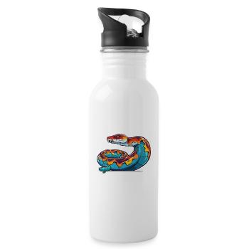 Anaconda Colorful Watercolor Cartoon Kawaii Animal - Water bottle with straw - white - Right