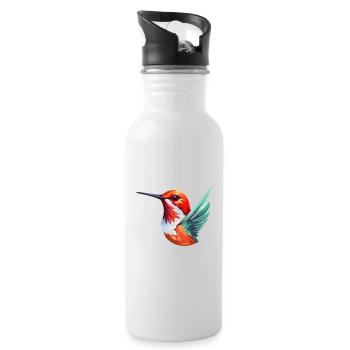 Colibri Oiseau Coloré Aquarelle Dessin Animé Kawaii An - Gourde avec paille intégrée - blanc - Droite