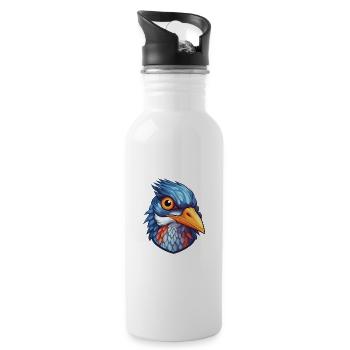 Kuckuck buntes Aquarell Cartoon Kawaii Tier - Trinkflasche mit integriertem Trinkhalm - Weiß - Rechts