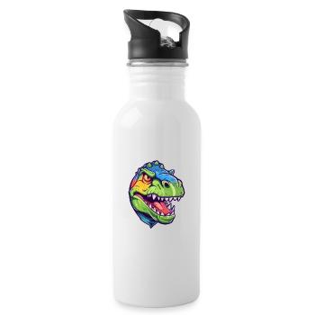 Dinosaurier buntes Aquarell Cartoon Kawaii Tier - Trinkflasche mit integriertem Trinkhalm - Weiß - Rechts