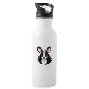 Skunk Aquarelle Colorée Dessin Animé Kawaii Animal - Gourde avec paille intégrée - blanc - Droite