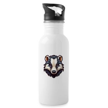 Dachs bunte Aquarell-Karikatur Kawaii Tier - Trinkflasche mit integriertem Trinkhalm - Weiß - Rechts