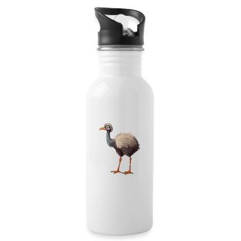 Strauß buntes Aquarell Cartoon Kawaii Tier - Trinkflasche mit integriertem Trinkhalm - Weiß - Rechts