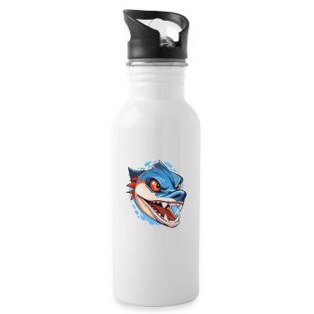Barracuda Colorful Watercolor Cartoon Kawaii Anima - Water bottle with straw - white - Right