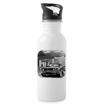 Oldtimer Drift Auto Turbo Rallye - Trinkflasche mit integriertem Trinkhalm - Weiß - Rechts