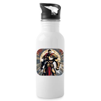Proud Sparta Warrior - Water bottle with straw - white - Right