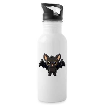 Fledermaus niedliche Karikatur Kawaii Aquarell Tier Haustier - Trinkflasche mit integriertem Trinkhalm - Weiß - Rechts