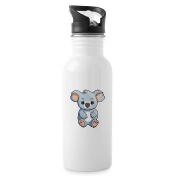 Koala mignon dessin animé kawaii aquarelle animal animal de compagnie - Gourde avec paille intégrée - blanc - Droite