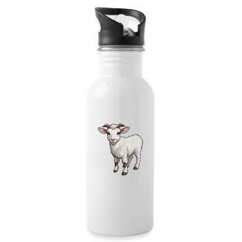 Chèvre mignon dessin animé kawaii aquarelle Animal de compagnie - Gourde avec paille intégrée - blanc - Droite