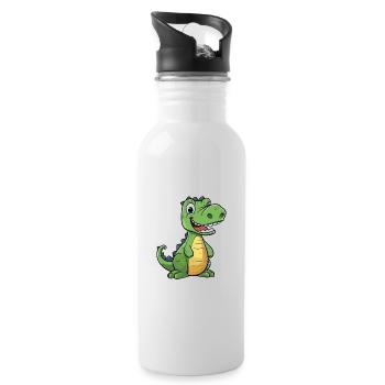 Krokodil Niedliche Karikatur Kawaii Aquarell Tier P - Trinkflasche mit integriertem Trinkhalm - Weiß - Rechts