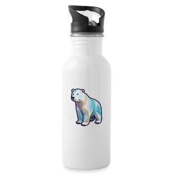 Ours polaire mignon dessin animé kawaii aquarelle Animal P - Gourde avec paille intégrée - blanc - Droite