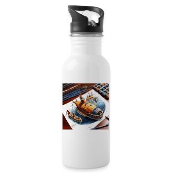 U-Boot Nr. 5 - Trinkflasche mit integriertem Trinkhalm - Weiß - Rechts