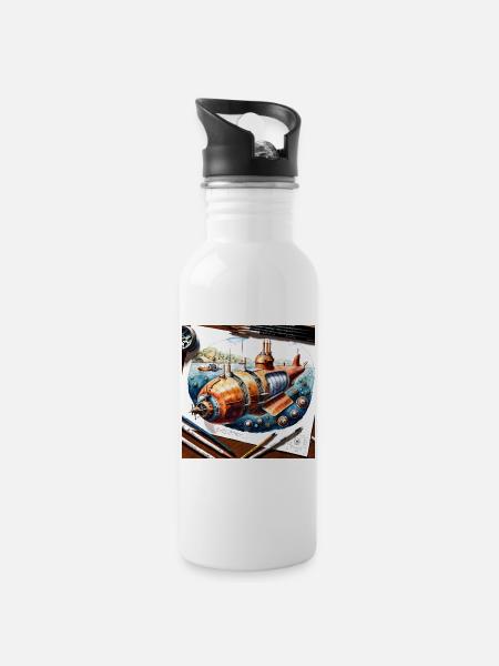 U-Boot Nr. 6 - Trinkflasche mit integriertem Trinkhalm - Weiß