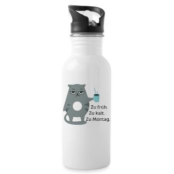 Zu früh. Zu kalt. Zu Montag. - Trinkflasche mit integriertem Trinkhalm - Weiß - Rechts