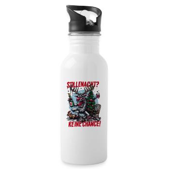 Ironisches Rentier: Keine stille Nacht! - Trinkflasche mit integriertem Trinkhalm - Weiß - Rechts
