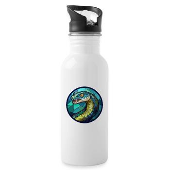 Anaconda Stained Glass Colorful Cartoon Kawaii Ani - Water bottle with straw - white - Right