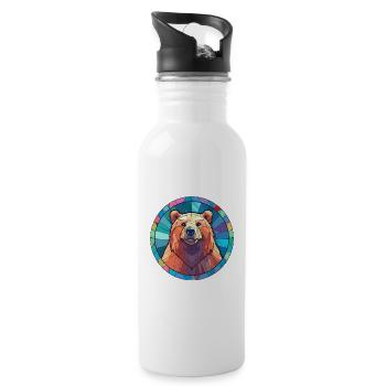 Ours vitrail coloré dessin animé Kawaii Animal - Gourde avec paille intégrée - blanc - Droite