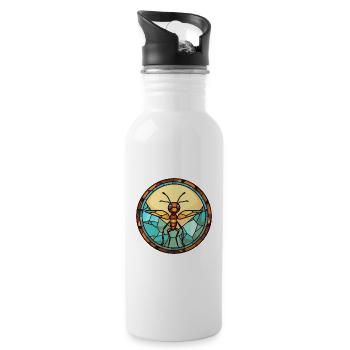 Ant Stained Glass Colorful Cartoon Kawaii Animal - Water bottle with straw - white - Right