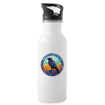 Krähe Buntglas Bunte Karikatur Kawaii Tier - Trinkflasche mit integriertem Trinkhalm - Weiß - Rechts