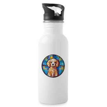 Hund Bunte Karikatur Kawaii Tier - Trinkflasche mit integriertem Trinkhalm - Weiß - Rechts