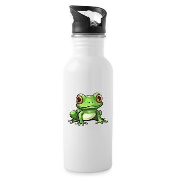 Grenouille Mignon Dessin Animé Kawaii Aquarelle Animal De Compagnie - Gourde avec paille intégrée - blanc - Droite