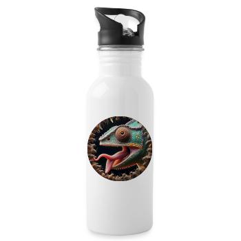 The chameleon is hungry for insects - Water bottle with straw - white - Right
