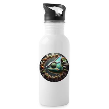 The Chameleon and the Insects - Water bottle with straw - white - Right