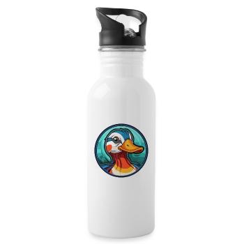 Canard mandarin vitrail coloré Cartoon Kawai - Gourde avec paille intégrée - blanc - Droite