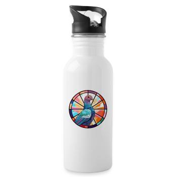 Taube Buntglas Bunte Karikatur Kawaii Anima - Trinkflasche mit integriertem Trinkhalm - Weiß - Rechts