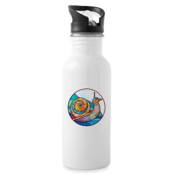 Schnecke Buntglas Bunte Karikatur Kawaii Tier - Trinkflasche mit integriertem Trinkhalm - Weiß - Rechts