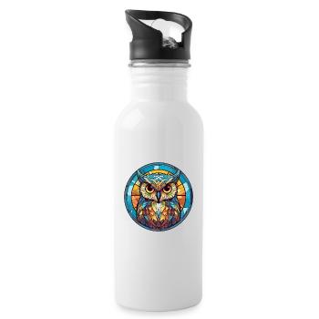 Eule Buntglas Bunte Karikatur Kawaii Tier - Trinkflasche mit integriertem Trinkhalm - Weiß - Rechts