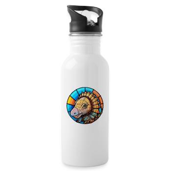 Armadillo Stained Glass Colorful Cartoon Kawaii An - Water bottle with straw - white - Right