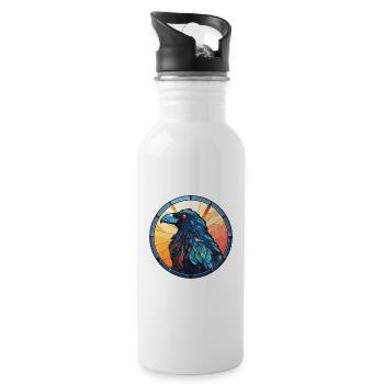 Krähe Buntglas Bunte Karikatur Kawaii Tier - Trinkflasche mit integriertem Trinkhalm - Weiß - Rechts