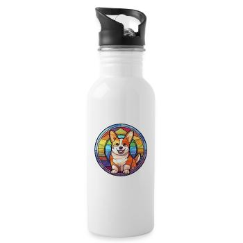 Corgi Hund Buntes Glas Bunte Karikatur Kawaii An - Trinkflasche mit integriertem Trinkhalm - Weiß - Rechts