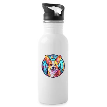 Corgi Hund Buntes Glas Bunte Karikatur Kawaii An - Trinkflasche mit integriertem Trinkhalm - Weiß - Rechts