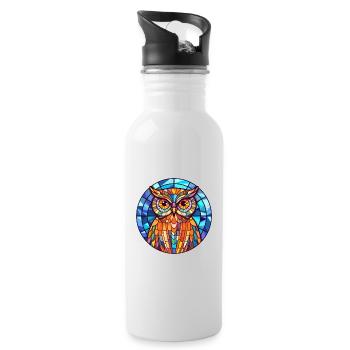 Eule Buntglas Bunte Karikatur Kawaii Tier - Trinkflasche mit integriertem Trinkhalm - Weiß - Rechts