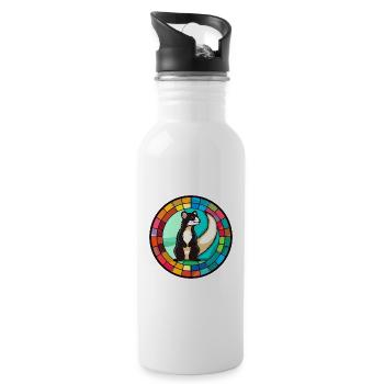 Stinktierglas bunte Karikatur Kawaii Tier - Trinkflasche mit integriertem Trinkhalm - Weiß - Rechts