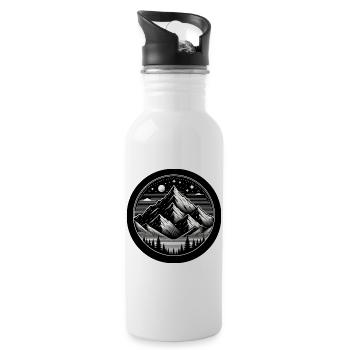 Mountain, Night, Starry Sky, Forest - Water bottle with straw - white - Right